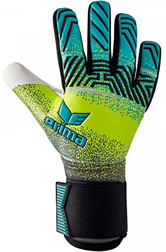 Erima Erwachsene Flex RD Robusto Torwarthandschuh, Petrol/Lime/schwarz, 9,5