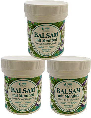 Iloda® 3x Balsam mit Menthol 125ml mit ätherischen Ölen, Erkältungsbalsam, Erkältungssalbe, Hustenbalsam, Wohltuend bei Erkältungen, Hergestellt im Allgäu
