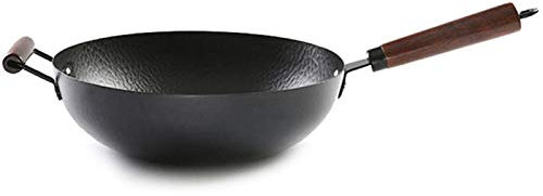 ZHEBEI Poêle à frire 34 cm en fonte chaudron wok antiadhésif poêle fer poêle à gaz poêle à crêpes poêle ménager multifonction