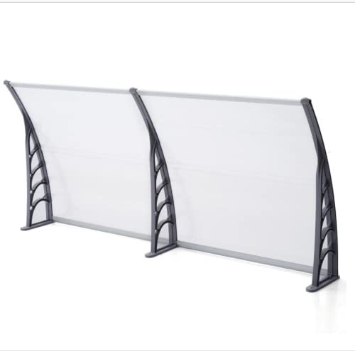 Vordach für Haustür Pultbogenvordach Überdachung Haustür aus Polycarbonat und Aluminium Rahmen Sonnendach 120cm/150cm/200cm für Garage Balkon Fenster Haus