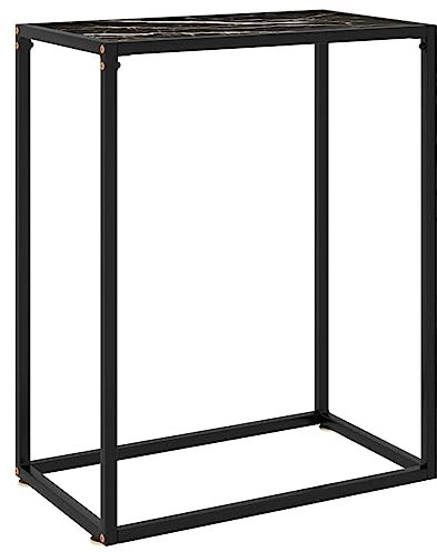 vidaXL Table Console Table de Couloir Table d'Entrée Table sous Miroir Salon Salle de Séjour Maison Intérieur Noir 60x35x75 cm Verre Trempé