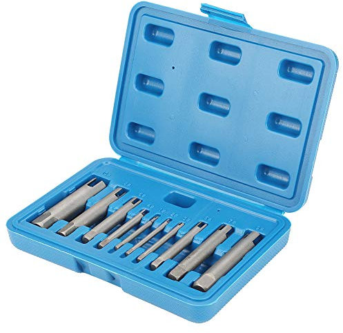 Ensemble D'extracteurs de Tarauds à 4 Flûtes, Ensemble D'extracteurs de Tarauds à Vis Dénudés en Acier à Grande Vitesse HSS, Ensemble D'extracteurs de Boulons à Tête Cassée(10Pcs)