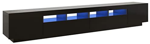 vidaXL Trendy Black TV Cabinet with LED Lights, Durable Engineered Wood, Ample Space for Media Storage, RGB Colours Changing Lights, Perfect for Living Room and Lounge