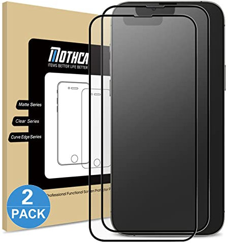 Mothca Matte für Panzerglas für iphone 16e/ 14/13/ 13 Pro (6,1 Zoll), 2.5D Matte Schutzfolie Displayschutz Screen Protector, Anti-Fingerabdruck Full Schwarz Rand (2 Stück)