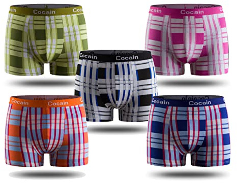 5er Pack Herren Boxershorts eng anliegend 95% Baumwolle Grössen M-XXL | Baumwollmischung, elastischer Gummibund, atmungsaktiv, Schriftzug am Bund, Unterhosen Männer, bequem
