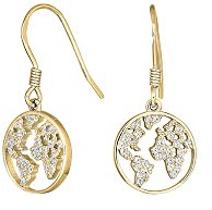 JC Trauringe Ohrhänger Globus mit Zirkonia Damen Ohrringe Paar 925 Sterling Silber Gelbgold vergoldet