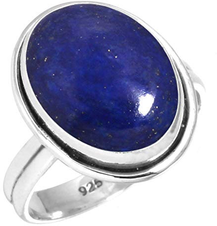 Jeweloporium Blau Real Lapislazuli 925 Sterling Silber Ringe für Damen mit Stein Cocktail Silber Ringe Größe 66(21.0) Weihnachten - Geschenk viktorianisch Schmuck