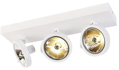 QAZQA - Modern DesignSpot I Spotlight I Deckenspot I Deckenstrahler I Strahler I Lampe I Leuchte weiß verstellbar 3-flammig Spotbalken-flammig - Go I Wohnzimmer I Schlafzimmer - Aluminium Rechteckig -