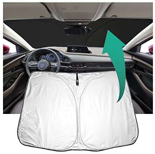 YEE PIN CX30 Parasol compatible con Mazda CX-30 2019-2022 2023 Parasol para coche, plegable, protección solar para el parabrisas del coche, protección contra el polvo UV