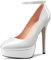 Castamere Donna Spillo Alto High Piattaforma Tacco Heel Rotonda Punta Cinturino alla Caviglia Pumps Slip-on da Matrimonio Feste Dress 13 CM Heels Bianco 35 EU