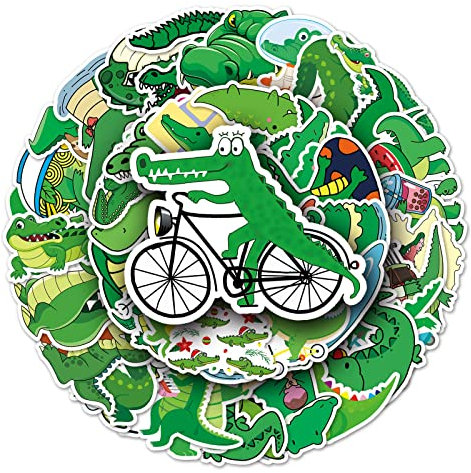 Crocodile Stickers for Laptop (50 PCS),Gift for Children Teens Adults Girl Boys,Waterproof Stickers for Water Bottle,Green Crocodile Vinyl Stickers for Scrapbook,Skateboard,Bike Dairy
