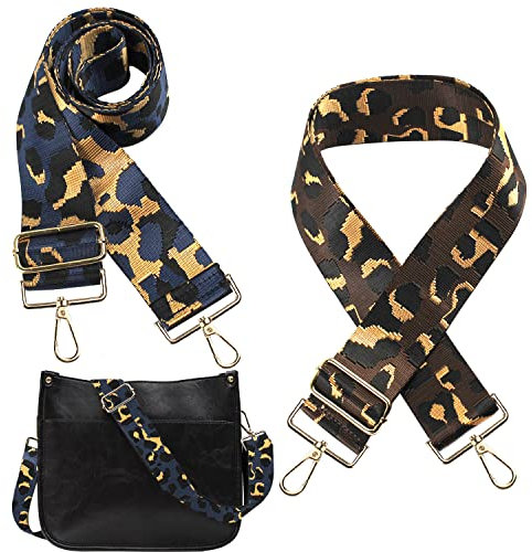 Taschengurt Breit Verstellbarer Schultergurt für Taschen 5cm Leoparden Muster Breiter Taschenriemen Taschengurte zum Wechseln mit Karabiner 2 Stück