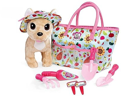 Simba Chichi Love Happy Gardening, Chihuahua Plüschhund mit Gartenhut, süßer Gartentasche und 6 Teile Gartenwerkzeug, 20cm, ab 3 Jahren