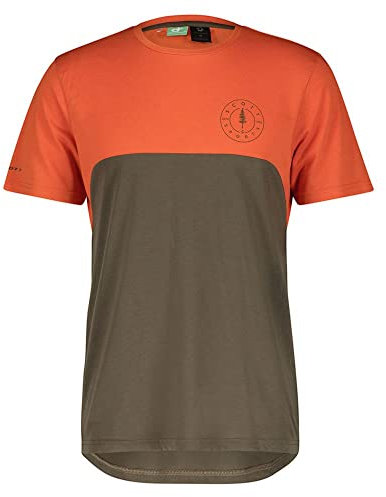 Scott M Trail Flow Dri S/sl Shirt Colorblock-Braun-Orange - Lässiges technisches Herren Bike T-Shirt, Größe M - Farbe Br