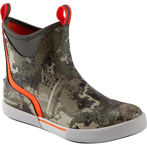 BASSDASH Botas de cubierta impermeables para hombre, de 6 pulgadas, con forro transpirable, antideslizantes, de neopreno, para pesca, barco, camuflaje grunge, talla 8