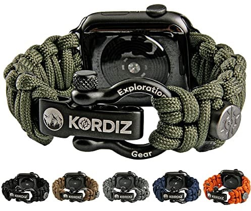 KORDIZ Survivor – Nylon-Paracord-Armband für Apple Watch, kompatibel mit Apple Watch Ultra 3, Ultra 2/1 [49 mm] & Serie 11, 10, 9, 8, 7-1, SE3, SE2, SE [46 mm, 45 mm, 44 mm, 42 mm] – mit verstellbarem