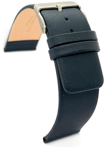 diloy Lederarmband für klassische Uhr – Glattes Rindsleder ohne Nähte, minimalistisches Design – Größen 18mm, 20mm, 22mm, 24mm, 26mm, 28mm, 30mm 327 Navy Blau 26mm