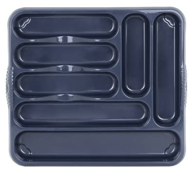 HOMION Large Cutlery Tray 7 Compartment Tray in Navy Blue 42 x 37 x 5 cm