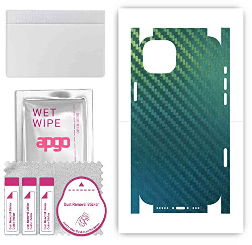 apgo Rückseite + Seiten Schutzfolie, Skin, kompatibel mit Apple iPhone 14, Hinten Displayschutzfolie aus Vinylfolie, Kratzfest, einfache Montage - Kohlenstoff-Chamäleon CAKA1