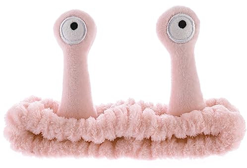 WLLHYF Spa-Stirnband, Gesichts-Make-up-Kopfband, Mikrofaser, weiches Korallenvlies, Kopfwickel, Schnecken-Cartoon, niedliches Hautpflege-Haarband für Frauen und Mädchen (Rosa)