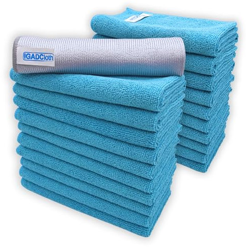 20 +1 free glass cloth, 40x40cm IGADCloth, Blue Microfibre Cleaning Cloths, Durable Cleaning Cloths for a Pristine Clean, Ideal Microfiber Cloth for all Surfaces