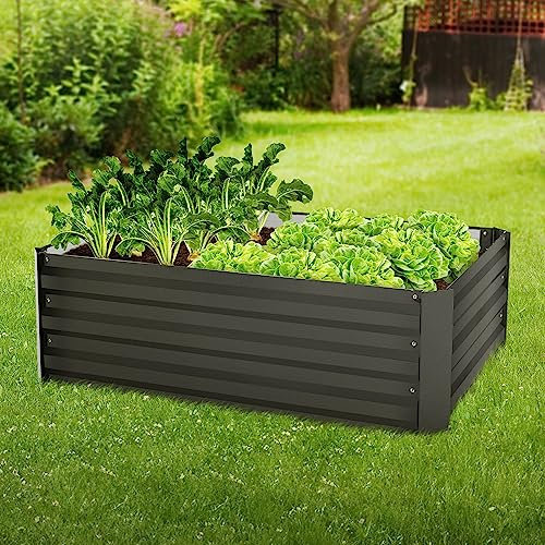 ML-Design Hochbeet aus Metall für Garten, 90x60x30 cm, 150 Liter, Anthrazit, wetterfest, rostfrei, Outdoor, Pflanzbeet Pflanzkasten Blumenkasten Gartenbeet Blumenbeet Gemüsebeet Frühbeet Kräuterbeet