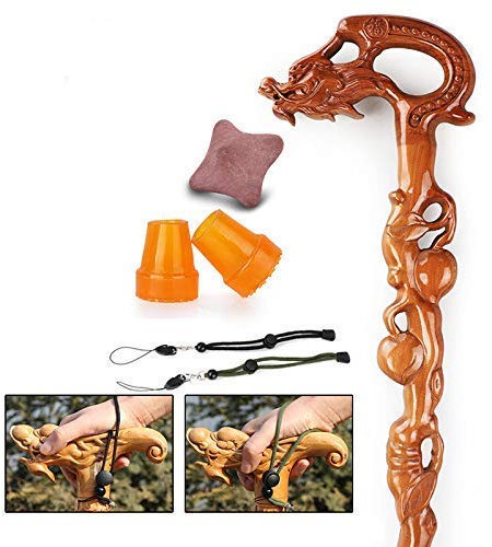 Gehstock aus Massivholz, Gehstock aus Holz, Spazierstock mit Wasserhahn, Gehstock Drachen, 94 cm It's so Kind of You