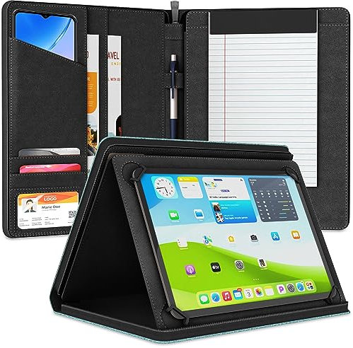KHOMO Universal Padfolio Case - Tablet Portfolio Organizer with Notepad Holder - Compatible with iPad 10th/11th Gen, iPad Pro 11, iPad 7/8/9 (25.9 cm, 27.7 cm, 24.6 cm)