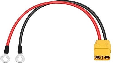 PNGKNYOCN XT90 to O Ring Terminal Cable,0.3M/1FT 14AWG XT90 Female to O Ring Terminals Extension Power Cable for Solar Panel Kit and Battery Charge (XT90 Female)