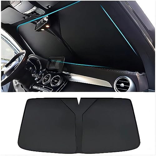 Auto Windschutzscheibe Sonnenschutz für BMW X5 2018+, für Frontscheibe Innen, Reflektierender UV Staub Schutz Faltbare Sonnenschutzfolie Zubehör,B-Black