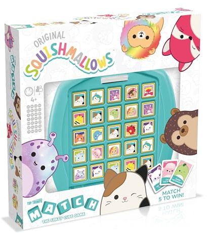 Top Trumps Match Squishmallows Brettspiel, Match 5 Lola the Unicorn, Daxxon the Alien oder Cam the Cat in a Row to Win, Perfect for travel, Gift for Ages 4 Plus