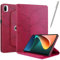 Netany Funda para Xiaomi Pad 5 / Pad 5 Pro con lápiz Capacitivo, Piel sintética con Tapa función Atril Soporte para lápiz Árbol de La Vida Funda [Auto-Reposo/Activación] - Rojo