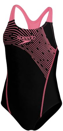 Speedo Girls Medley Logo Medalist Pink - Sportiver komfortabler Mädchen Badeanzug, Größe