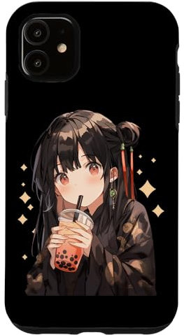 Hülle für iPhone 11 Anime Girl Boba Bubble Tea Kawaii Japanisch