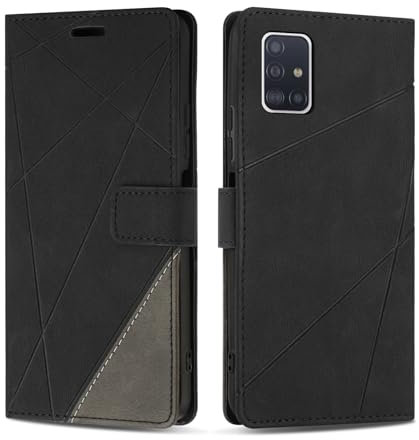 SONWO Handyhülle für Samsung Galaxy A71 4G Hülle, Premium PU Leder Handyhülle Wallet Silikon Schutzhülle Klapphülle für Samsung A71 4G, Schwarz