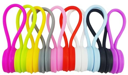 10 Pcs Magnetic Cable Ties, Multicolor Reusable Magnetic Cable Organisers