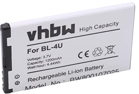 vhbw 1x Akku kompatibel mit Nokia C5-04, C5-03, C5-06, C5-05, C5-3, 8800 Sapphire arte, E75, E66 Handy Smartphone Telefon (1200 mAh, 3,7 V, Li-Ion)