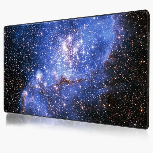 Gaming XXL Mousepad, 900 x 400mm Schreibtischunterlage rutschfest für Maus, Laptop Computer PC-Büro Zuhause Gaming Spezielle Oberfläche verbessert Geschwindigkeit Präzision (Blau Sternenhimmel)