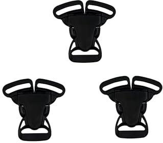 LinJianTing 3 x geteilte Schnalle, schwarzer Kunststoff, geteilter Riegel, 1 Drei-Wege-Schnalle, Esszimmerstuhl-Schnalle, Schwarz, 3PCS Split Buckle Black Plastic