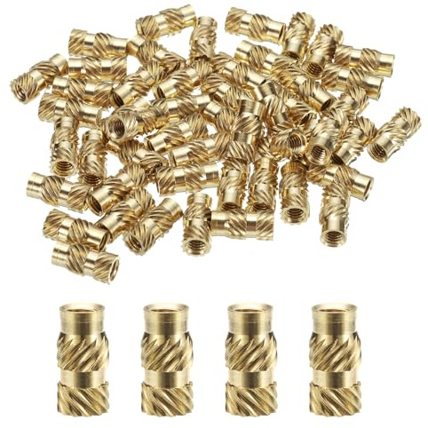 QUARKZMAN 30 Stück M4 Gewindeeinsätze Messing Heat Set Insert M4x12mm, OD 6mm gerändelte Einpressmuttern, 3D-Druck Messing Muttern weibliche Gewindeeinsätze Muttern