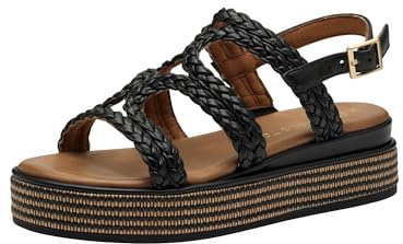 Marco Tozzi Damen Sandalen flach mit Schließe Plateau