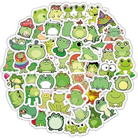 Ästhetische Kawaii-Sticker: Frosch-Deko, Laptop-Aufkleber und Wasserfeste Sticker-Sets – Süß, Langlebig und Kratzfest.