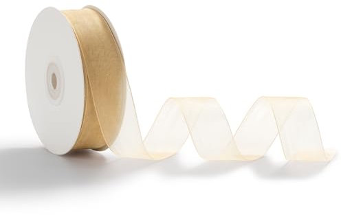 AOKSUNOVA Organzaband Apricot 2,5cm x 45m Schleifenband Organza Band Geschenkband Hochzeit