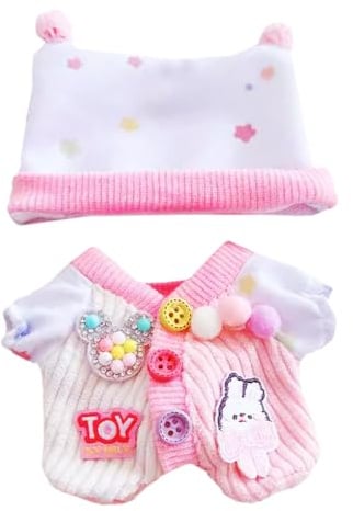 niannyyhouse 10 cm ~ 15 cm 20 cm Plüschpuppe Kleidung Hut Bodysuit Krabbelanzug Puppe Dressup (Rosa - 20 cm)