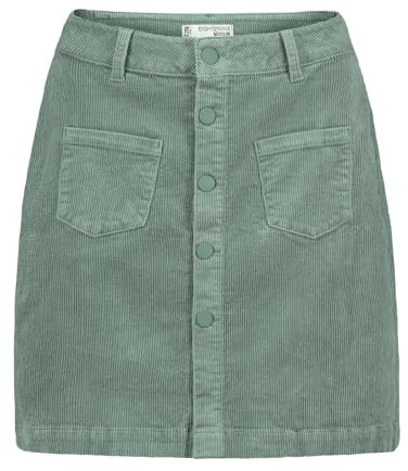 Eight 2 Nine Damen Cord Mini-Rock LETN-085 Cordrock mit sichtbarer Knopfleiste Middle Green S
