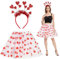 Amor-Kostüm,Karneval Kostüme Amor Set,Damen Kostüm,Valentinstag Herz Stirnband Pailletten,Herzchen Tutu,Weiß Tutu Rock,Romantische Amor Kostüm Accessoires