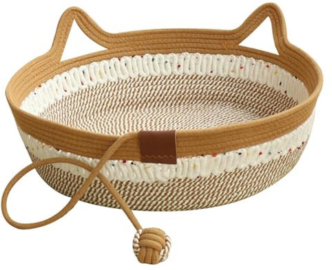 Cat panier pliable de panier de chat plissé porteur de chats en osier résistant lit de chat avec une corde à jouer une corde nounable navire de couchage pas de couchage de chat en rèche pour chats in