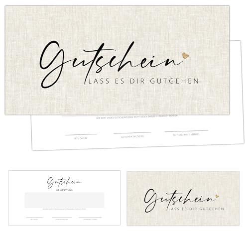 Eummel Gutscheine 40er Set als Blankovorlage zum Ausfüllen für Nagelstudio, Friseur, Massage, Kosmetik, Gutscheinkarte, Geschenkgutschein