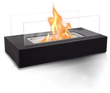 Cheminée de Table Avoid Noire - Cheminée de Table Bioéthanol Élégant et Moderne pour l’Intérieur et l’Extérieur - Feu de Table Design, Chauffage d'Ambiance sans Fumée et Odeur