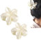 2er Set Metallische Blumen-Haarklammern,Große rutschfeste Haarspange Temperamentvoller Lilienblüten-Greifer,Französische elegante perlmuttartige Haarnadel,Weiß, 8 cm (2 Stück)